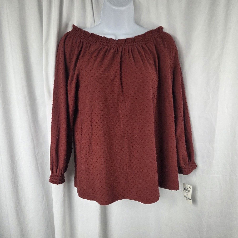 Style & Co Womens Off The Shoulder Top Red Size PM